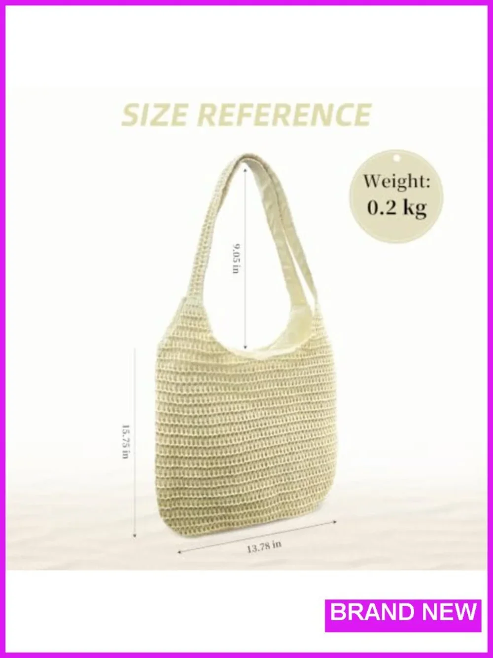 Large Straw Woven Beach Tote Shoulder Bag